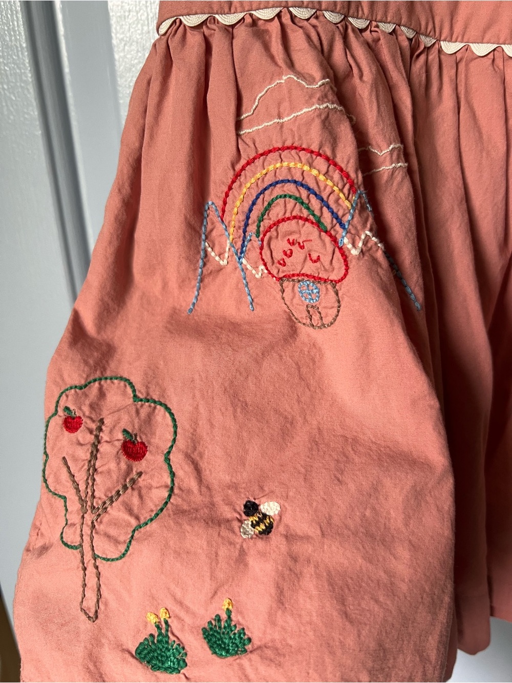 Hanna Andersson Pink Embroidered Unicorn & Rainbow Cross-back Pinafore Dress, 3T - Picture 5 of 14